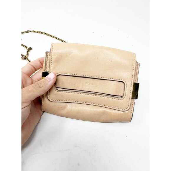 Chloé Elle Mini Leather Shoulder Bag Chain Strap Gold Tone Hardware Pink - Picture 10 of 10